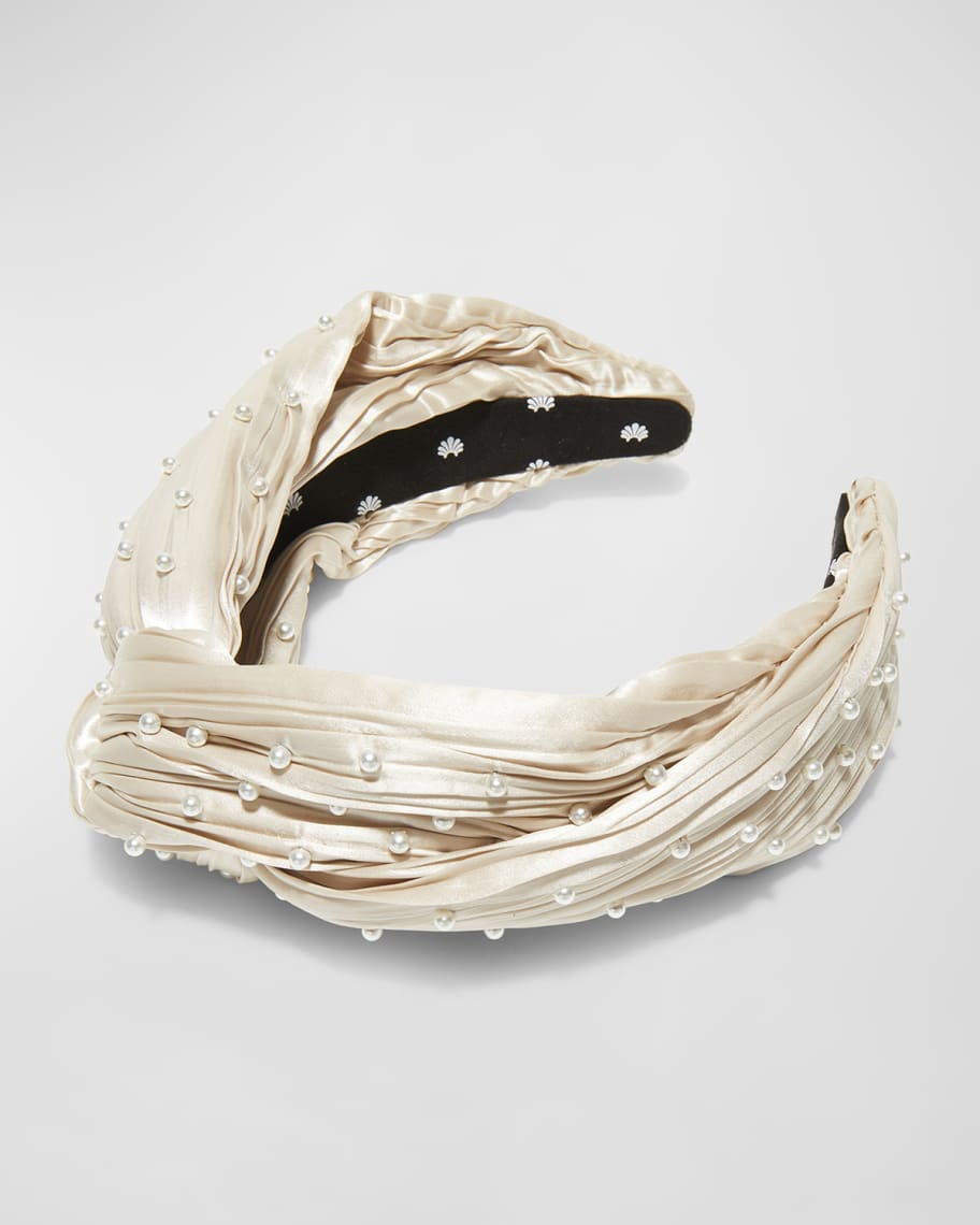 Lele Sadoughi Gretta Pearly Plisse Headband | Neiman Marcus