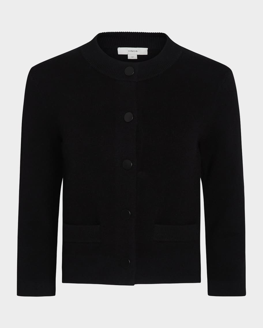 Vince Wool and Cashmere Shrunken Snap Cardigan | Neiman Marcus