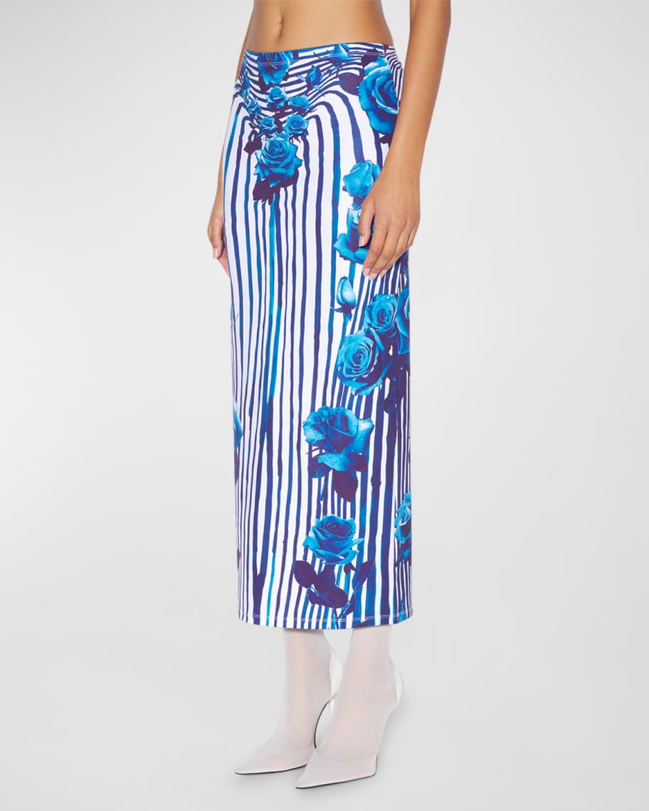 Image 1 of 4: Flower Body Morphing Print Jersey Maxi Skirt