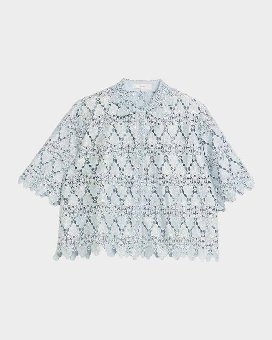 FRAME Lace Button-Front Shirt | Neiman Marcus