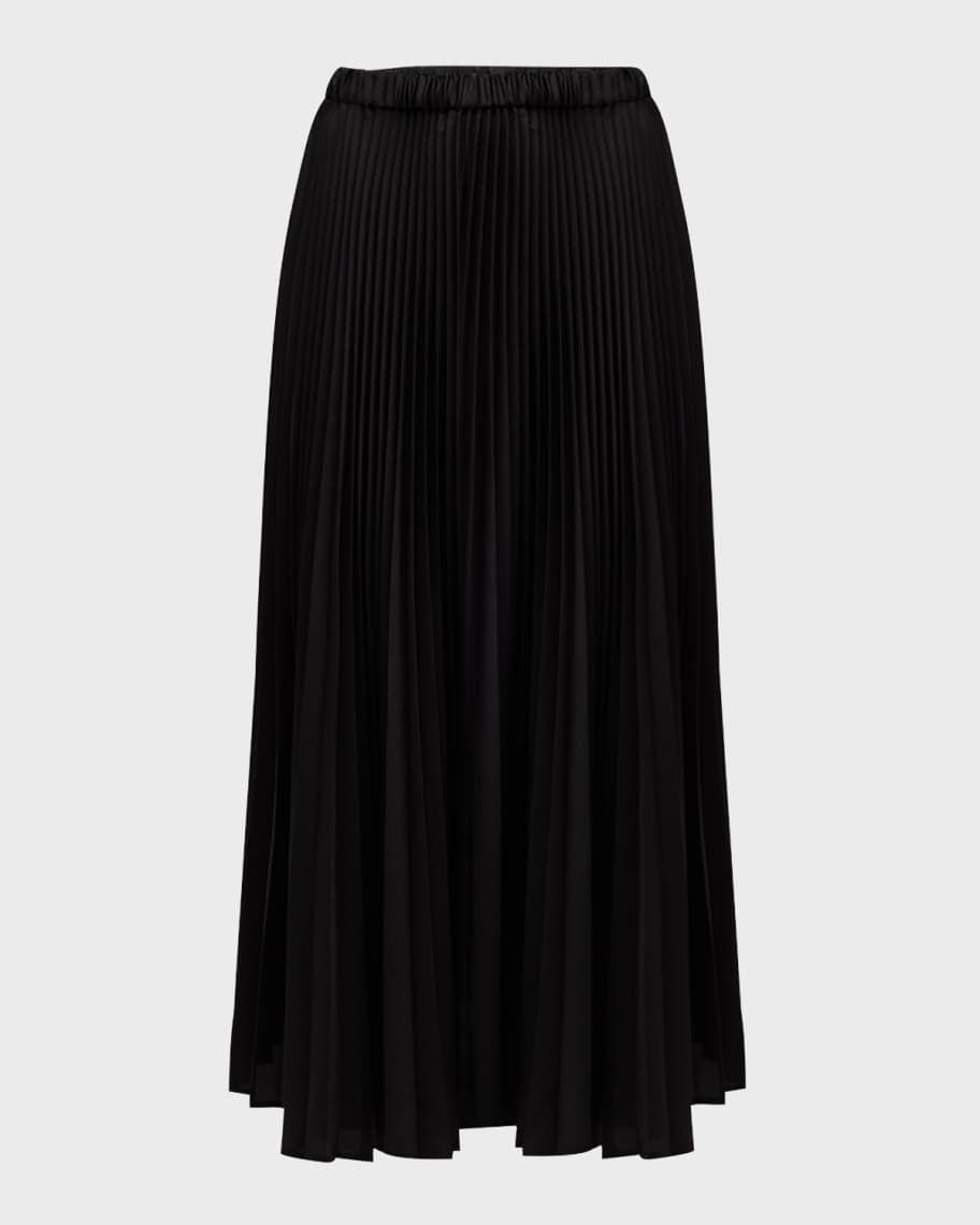 Image 2 of 6: Pleated Satin Pull-On Midi Skirt