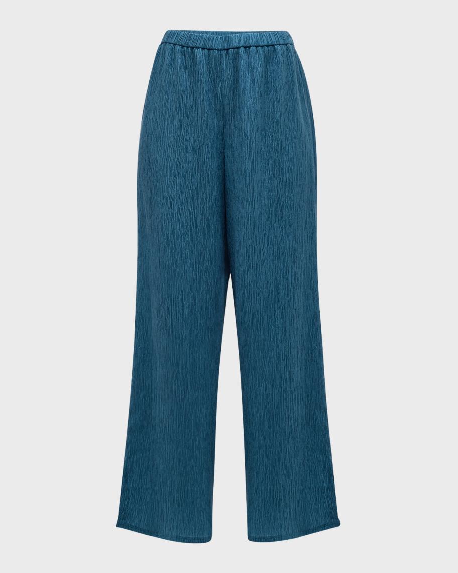 Eileen Fisher Cropped Wide-Leg Crinkled Pants | Neiman Marcus