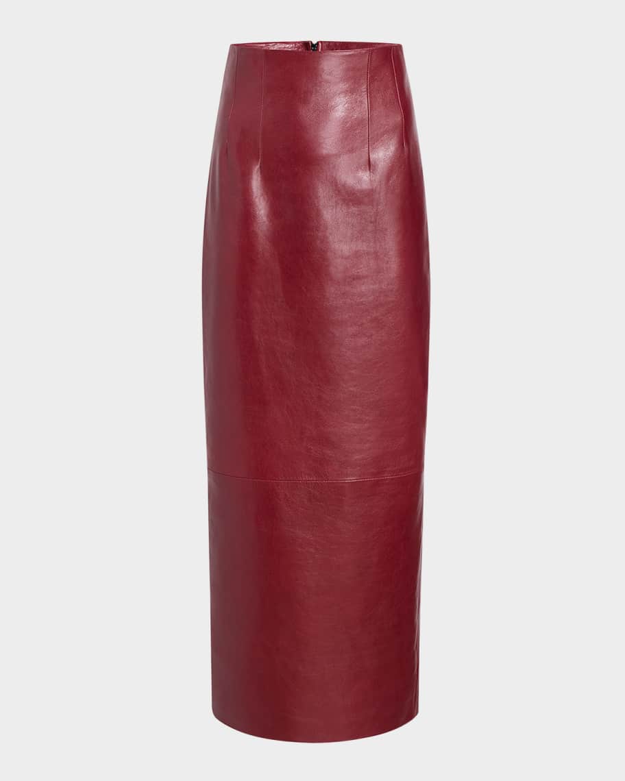 Selrita leather pencil skirt ruby top