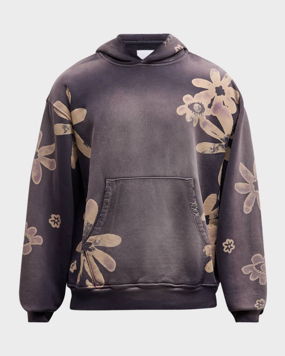 Image 2 of 6: Men's Vince Washed Flower-Print Hoodie