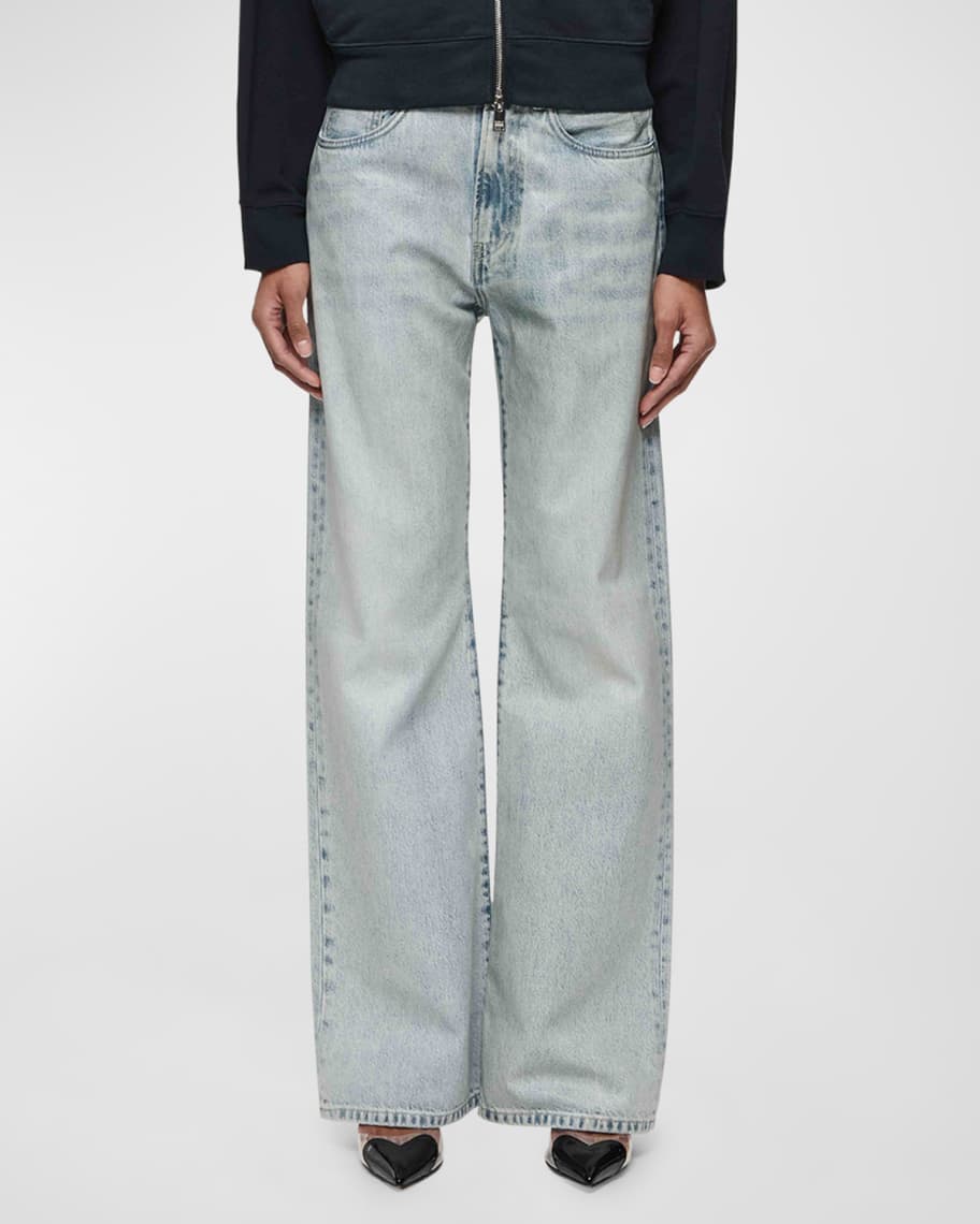 PURPLE Wide-Leg Coated Jeans | Neiman Marcus