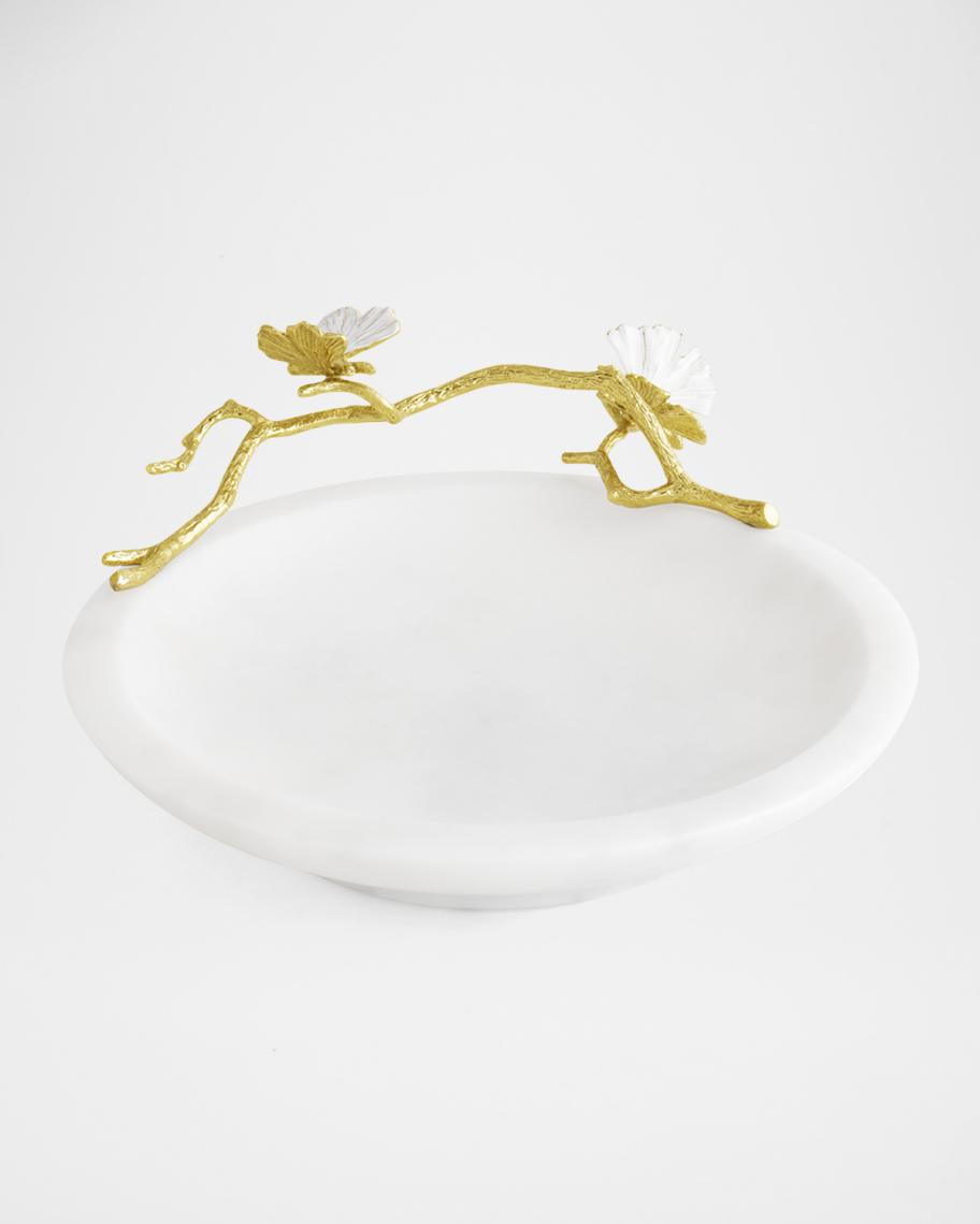 Michael Aram Butterfly Ginkgo White & Gold Trinket Dish | Neiman Marcus