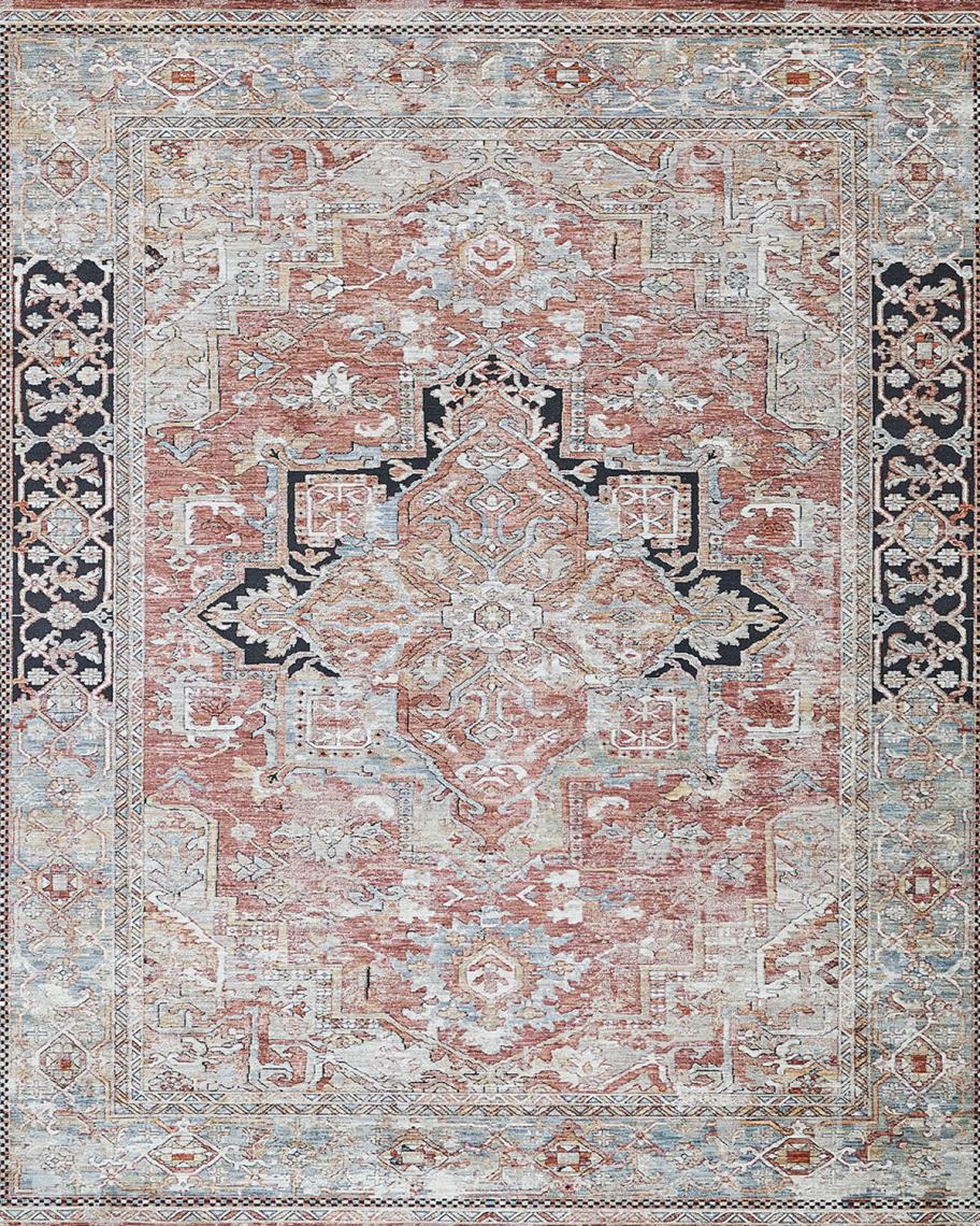 Exquisite Rugs Antique Loom Rust/Black Polyester powerloom Area Rug ...
