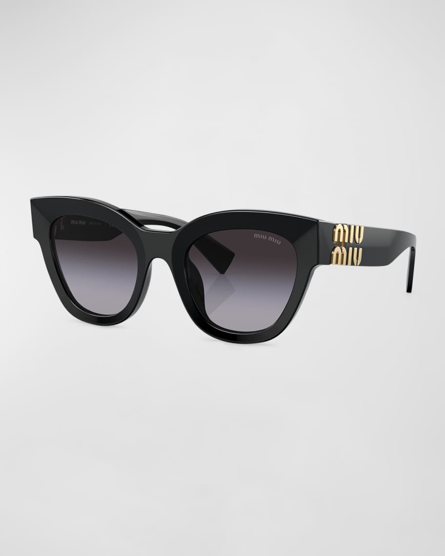 Miu Miu Vertical Logo Beveled Acetate Butterfly Sunglasses