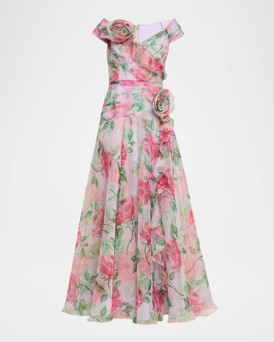 teri jon by rickie freeman floral embroidered off-the-shoulder dress Teri Jon 217048 Floral Jacquard Off-The-Shoulder Gown main image 0