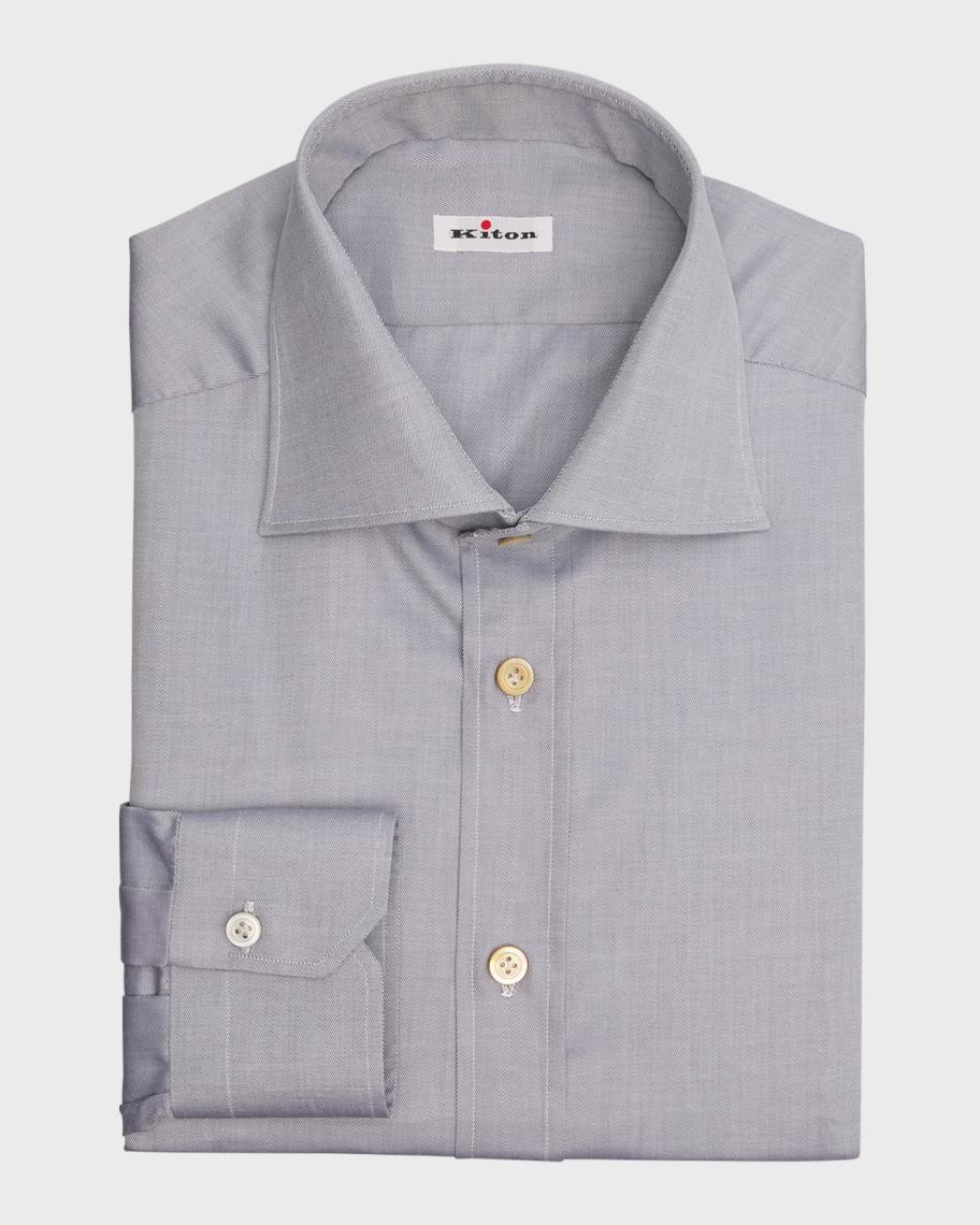Chemise De Sport Kiton Grise En Coton Et Lin - Taille 16.5 US (42 EU) - Poitrine 43 Pouces - Neuf Avec étiquette