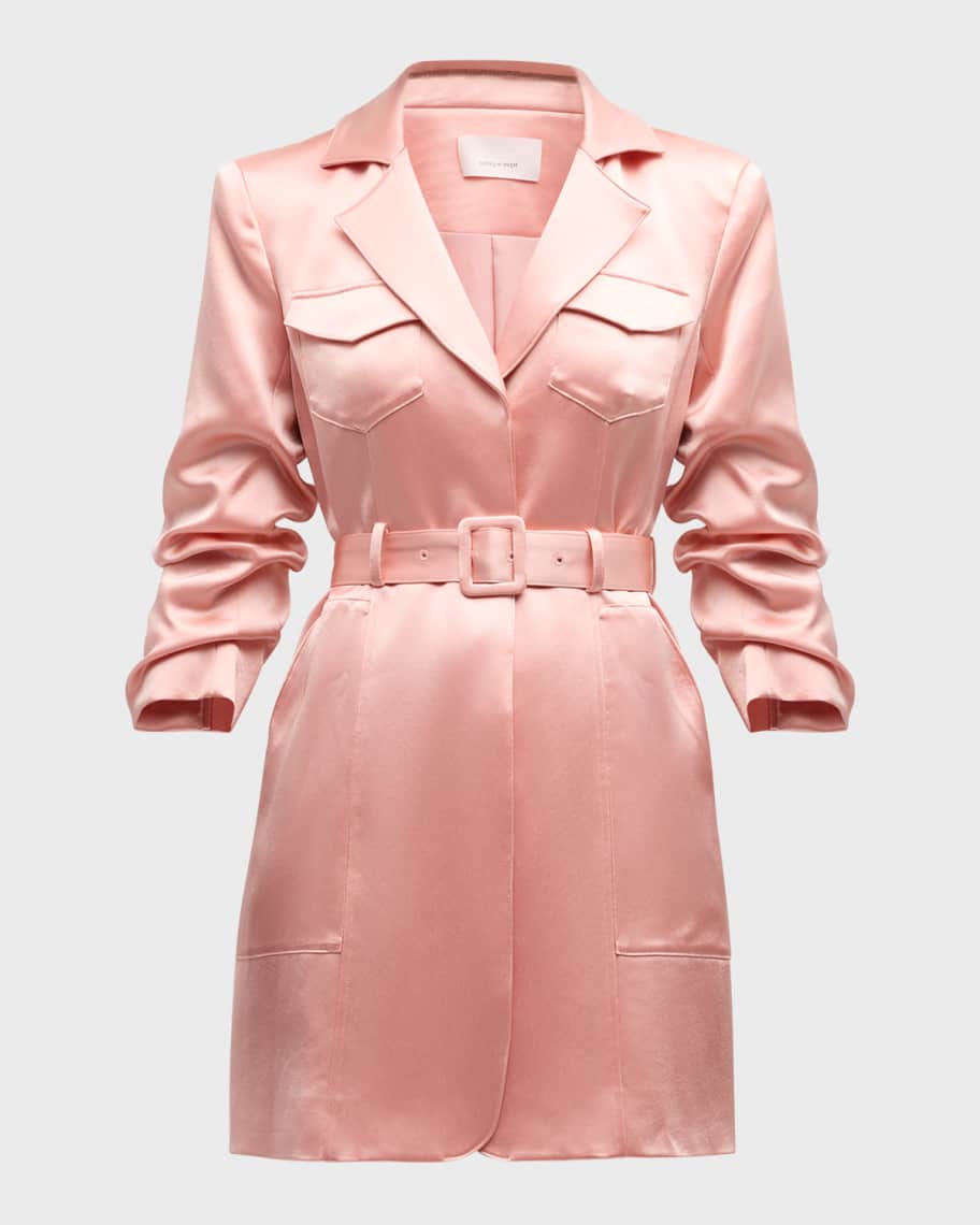 Image 1 of 6: Laith Belted Satin Blazer Mini Dress