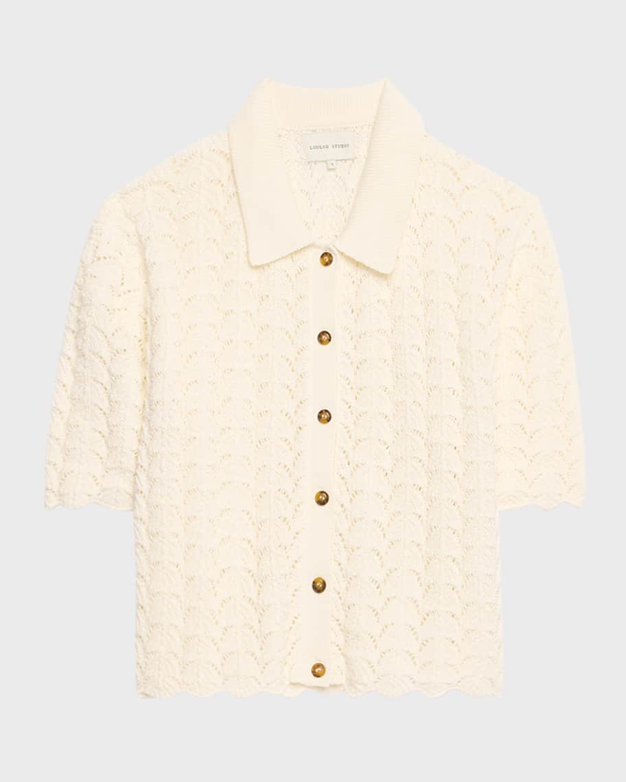 Crochet Button-Front Cardigan