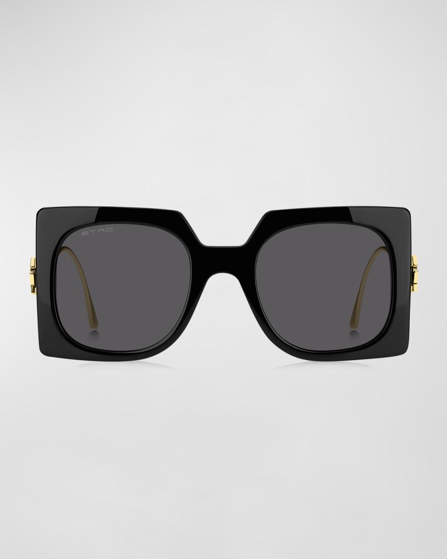 Etro Logo Mixed-Media Square Sunglasses | Neiman Marcus display picture 3