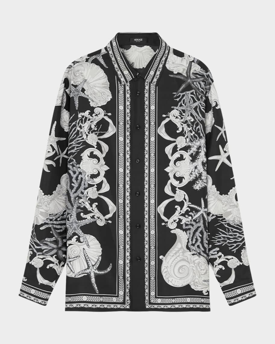 Versace Men s Printed Silk Button Down Shirt Neiman Marcus