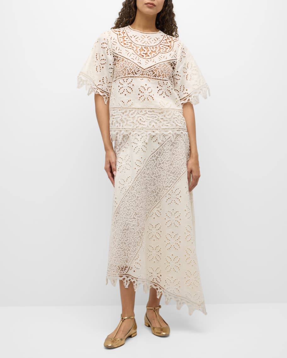 Solara Midi Skirt In Porcelain