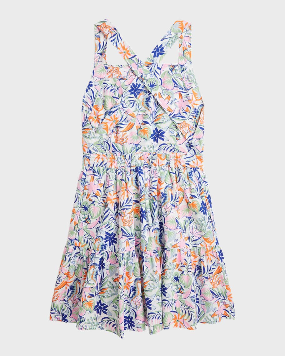 Image 2 of 2: Girl's Tropical-Print Day Dress, Size 7-16
