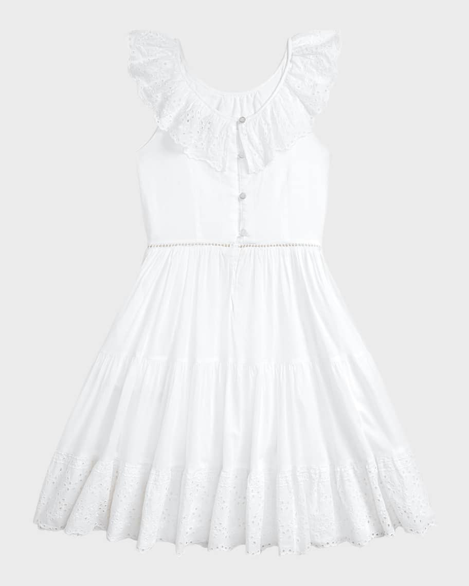 Image 2 of 2: Girl's Eyelet Trim Day Dress, Size 7-16