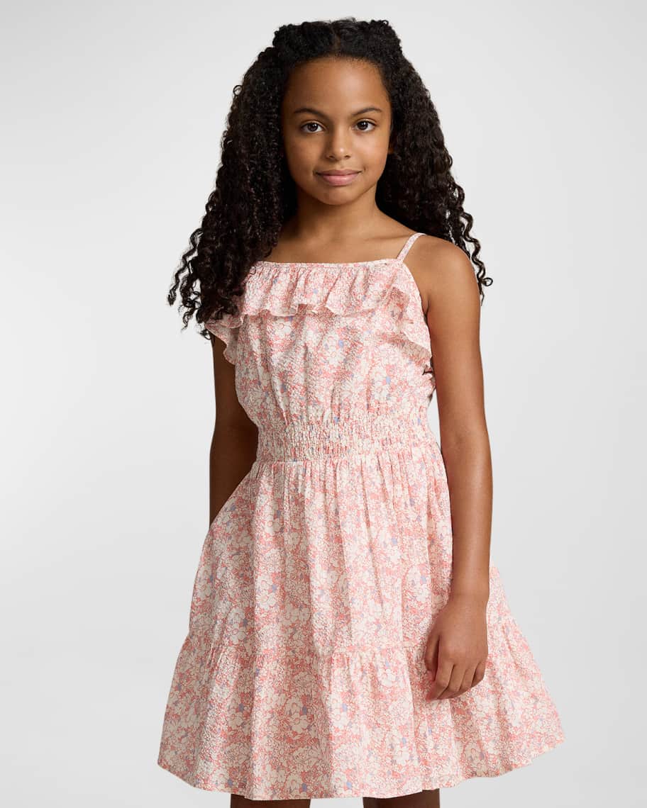 Image 1 of 5: Girl's Floral-Print Day Dress, Size 7-16