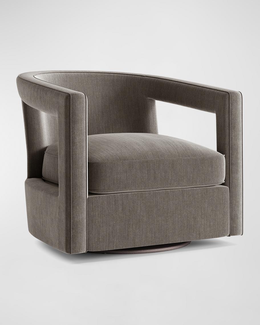 Bernhardt Interiors Alana Taupe Velvet Swivel Chair | Neiman Marcus