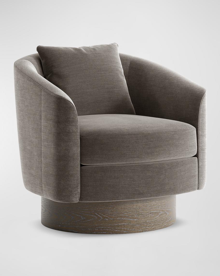 Bernhardt Interiors Camino Taupe Velvet Swivel Chair | Neiman Marcus