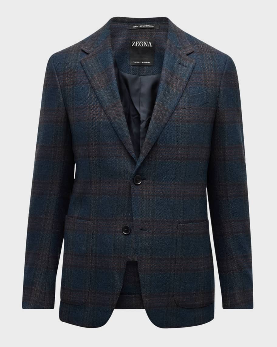 ZEGNA Men's Wool-Cashmere Plaid Sport Coat