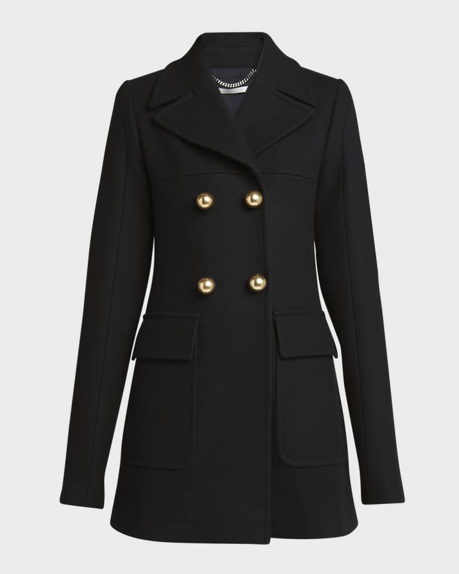 Stella McCartney Double-Breasted Short Wool Top Coat