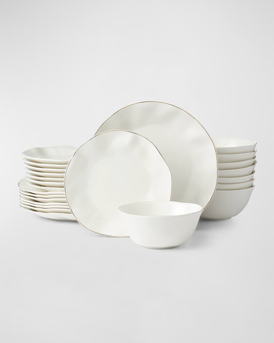 Blue Bay White 24-Piece Dinnerware Set