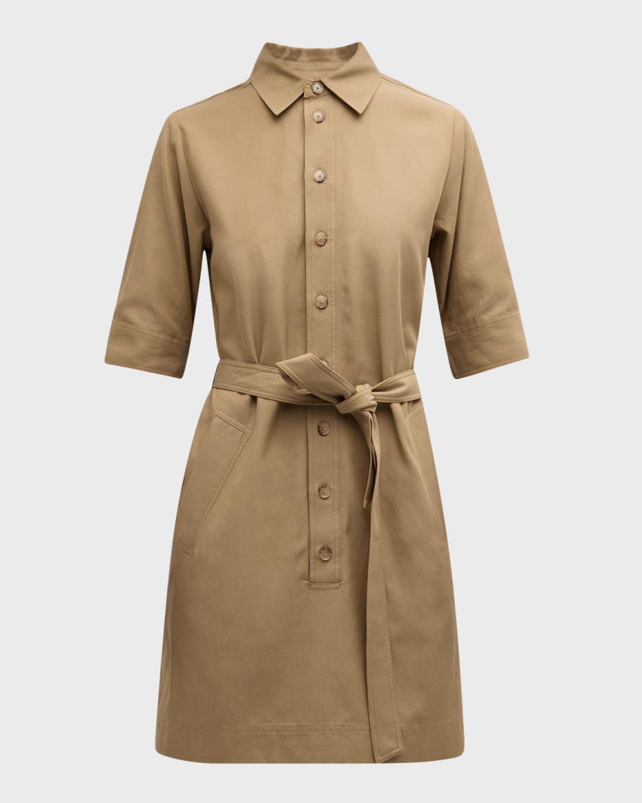 FRAME Belted Trench Mini Shirtdress | Neiman Marcus