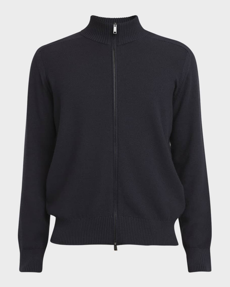ZEGNA Men's Melange Oasi Cashmere and Silk Full-Zip Sweater