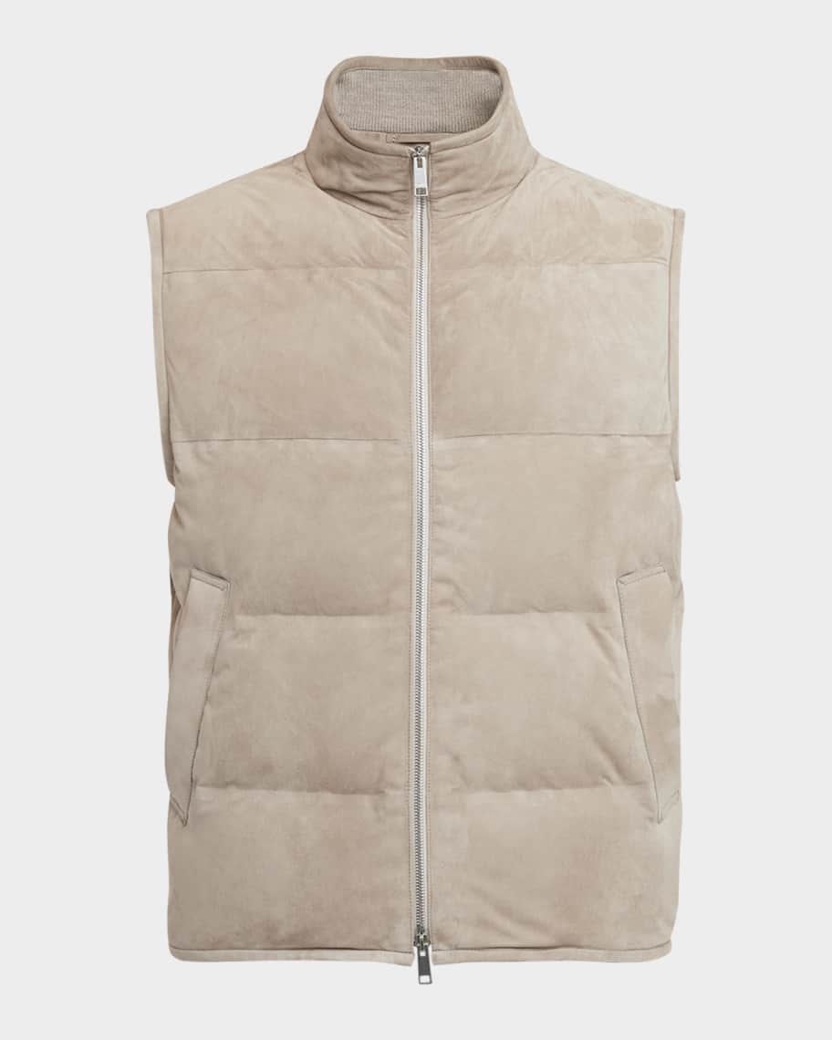 ZEGNA Men's Suede Down-Filled Vest | Neiman Marcus