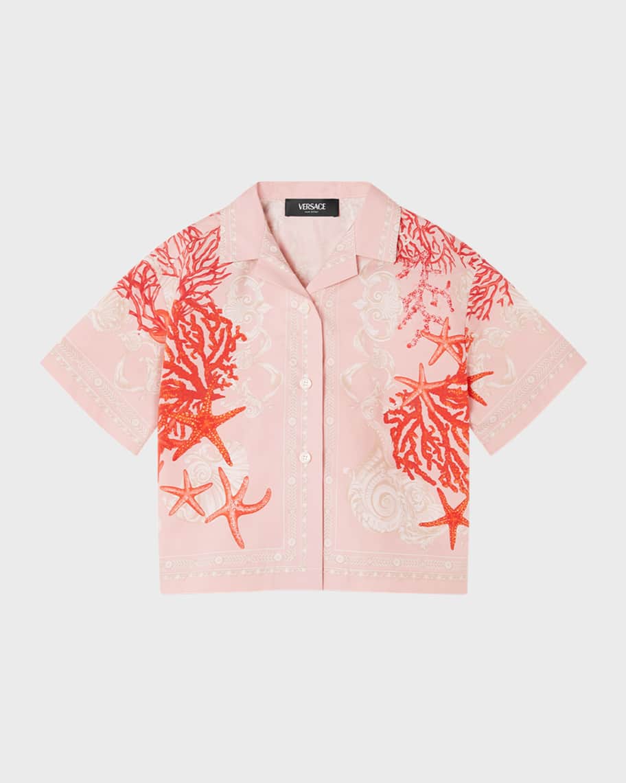 Girl's Starfish Barocco-Trim Button Down Shirt