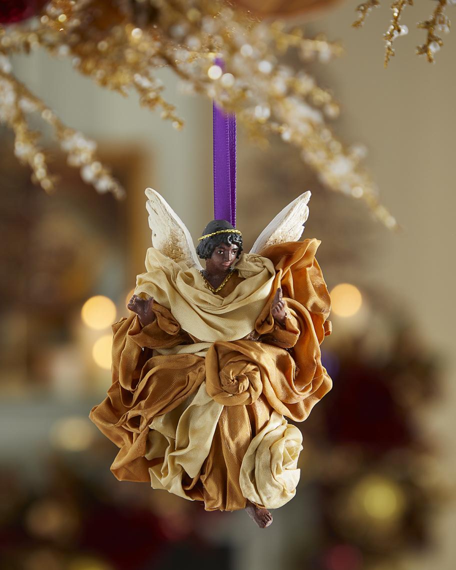 Marco Ferrigno Black Angel Christmas Ornament with Robe | Neiman Marcus