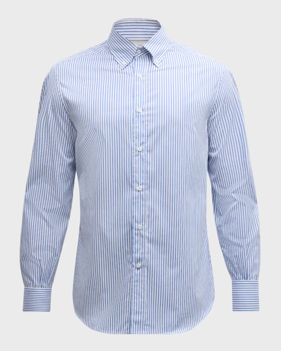 【値下げ中】BRUNELLO CUCINELLI 襟付き長袖トップス 紺x白 M Women's shirts in silk and cotton | Brunello Cucinelli