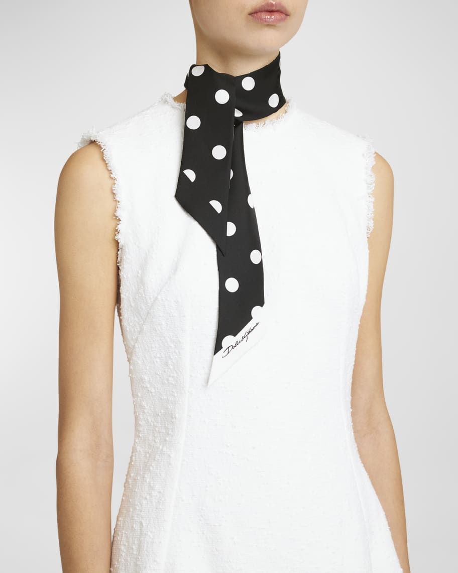 Dolce & Gabbana Black White Polka Dot Silk Adjustable Women Necktie Tie main image 0