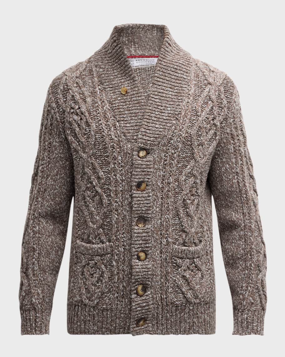 BRUNELLO CUCINELLI カーディガン Brunello Cucinelli Men's Wool-Cashmere Cable Knit Cardigan