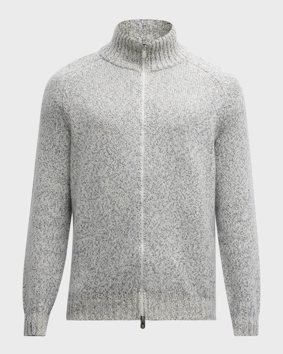 Brunello Cucinelli Men's Mouline Cashmere Full-Zip Sweater