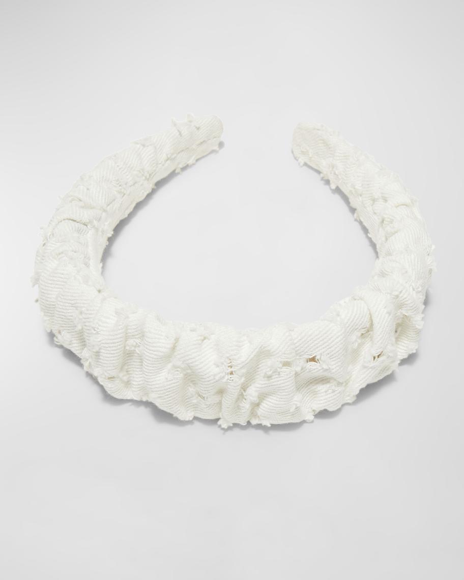 Lele Sadoughi Kelly Ruched Distressed Denim Headband  display picture 2