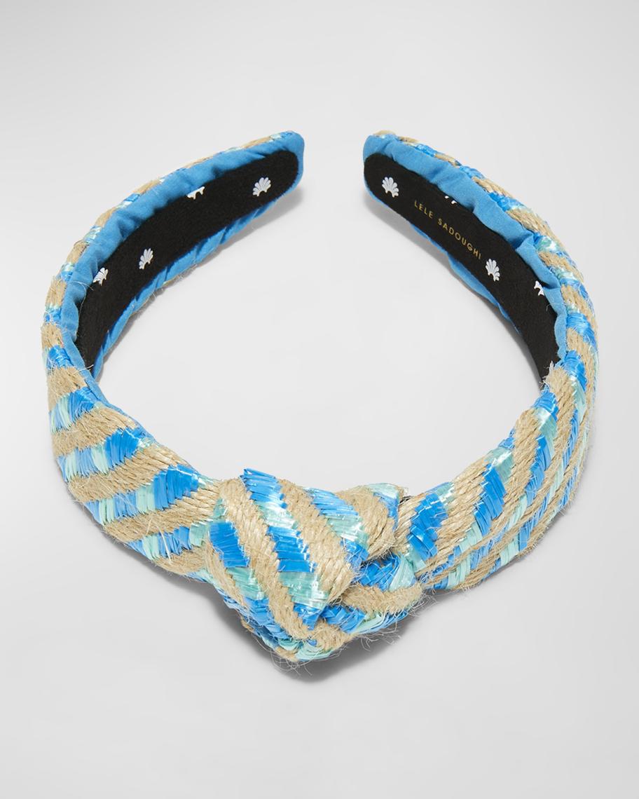 Lele Sadoughi Raffia Slim Knotted Headband Lele Sadoughi Slim Knotted Oasis Embellished Raffia Headband  main image 3