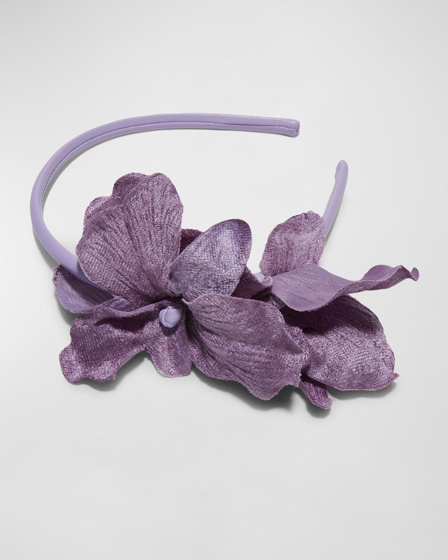 Lele Sadoughi Blair Velvet Orchid Headband | Neiman Marcus display picture 3