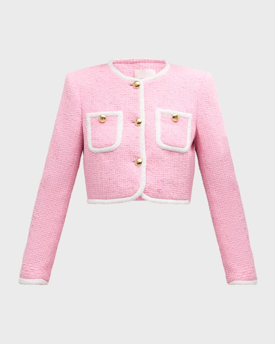 Cinq a Sept Auden Contrast Bouclé Cropped Jacket