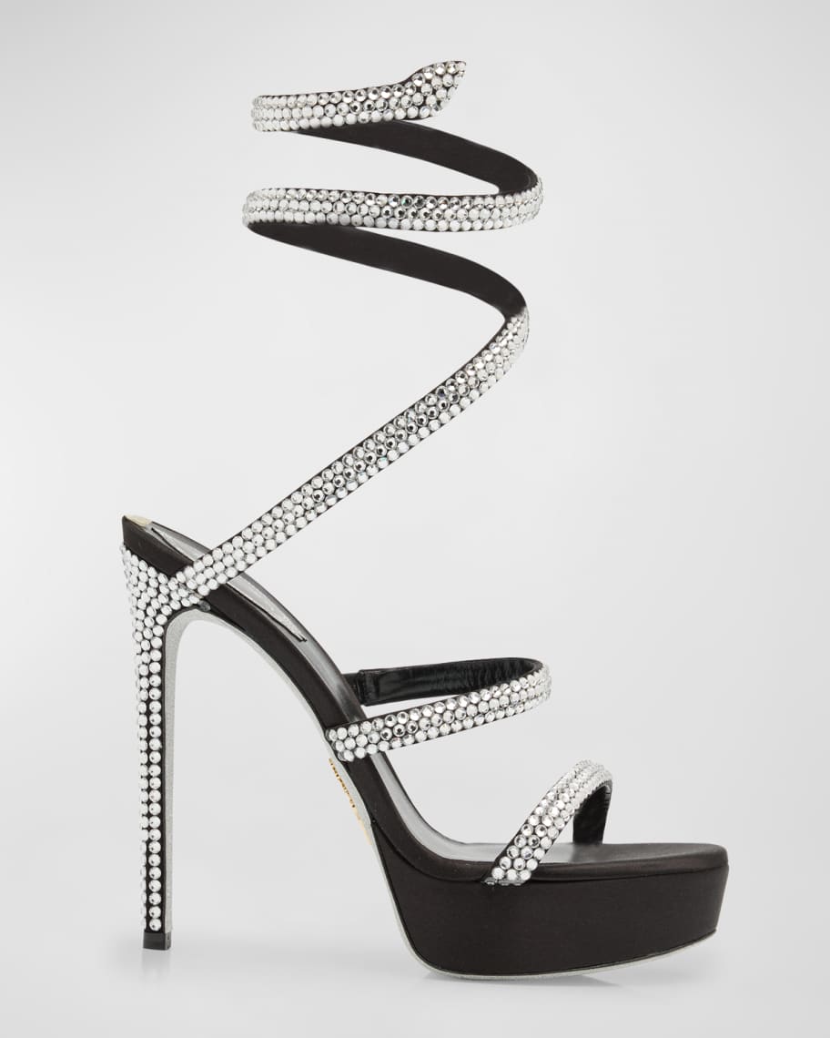 Rene Caovilla Cleo Strass Snake-Wrap Platform Sandals | Neiman Marcus