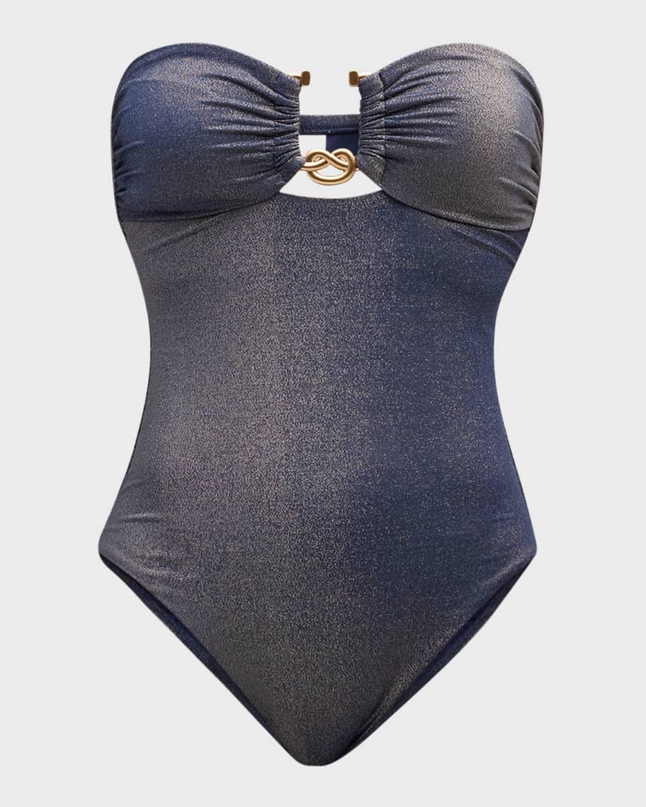 Zimmermann Ottie Lurex Knot Trim One-Piece Swimsuit