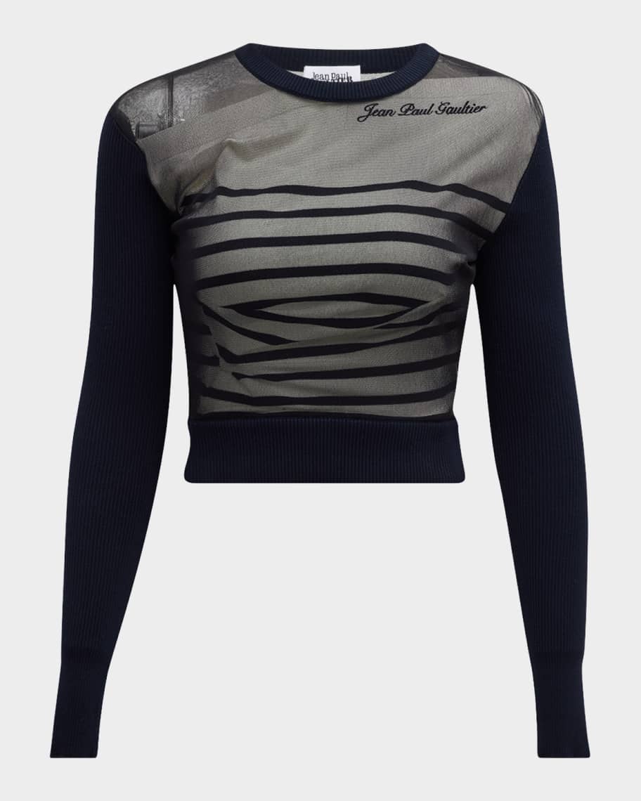 Jean Paul Gaultier Contrasted Mariniere MixedMedia Crop Top Neiman