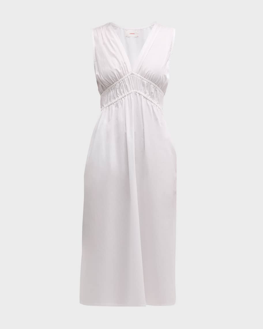 Xirena Cyra Ruched Empire Cotton Midi Dress | Neiman Marcus