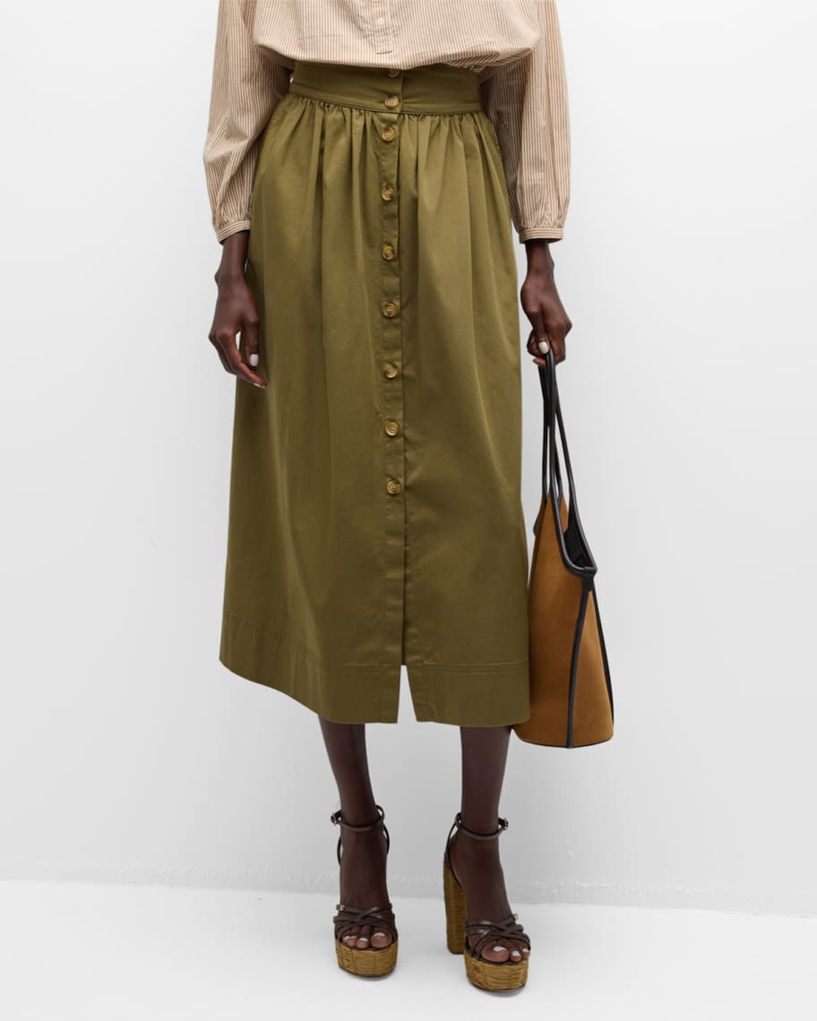 Image 2 of 6: Darja Ruched Button-Front Midi Skirt