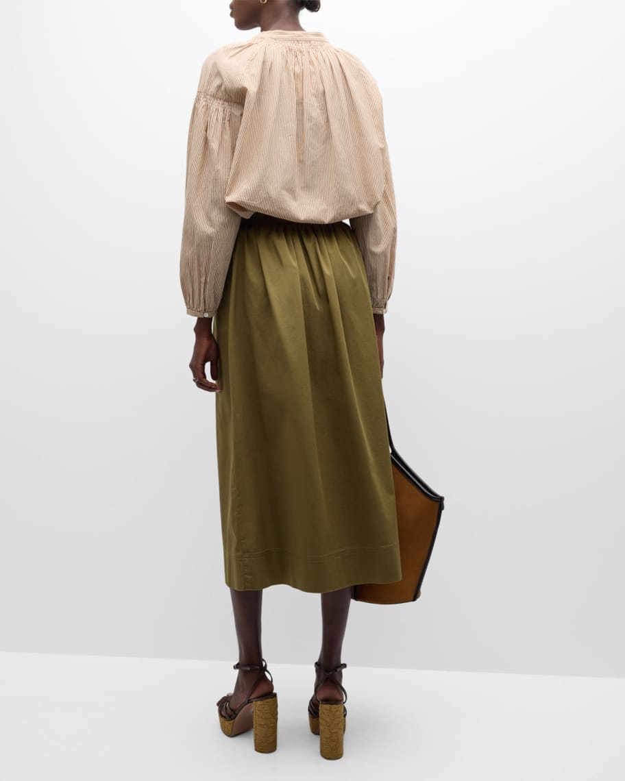 Image 3 of 6: Darja Ruched Button-Front Midi Skirt