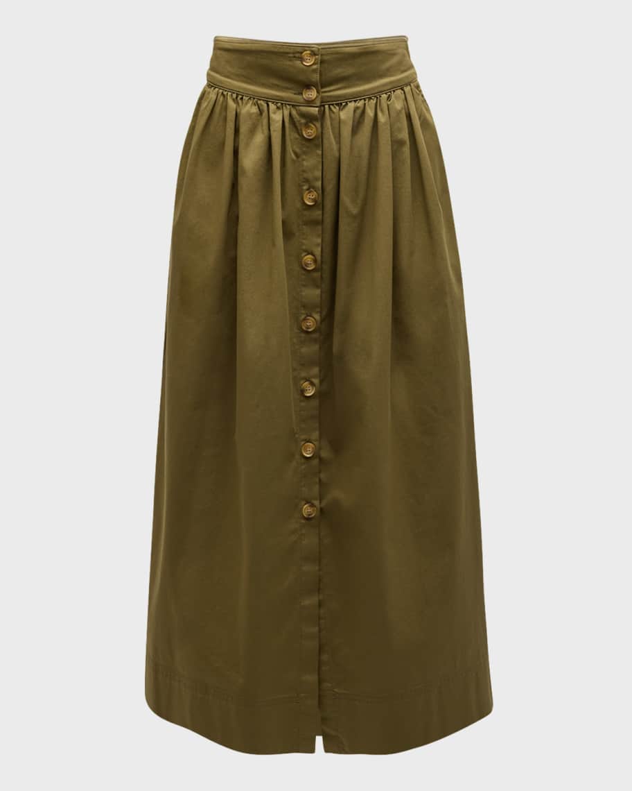 Image 1 of 6: Darja Ruched Button-Front Midi Skirt