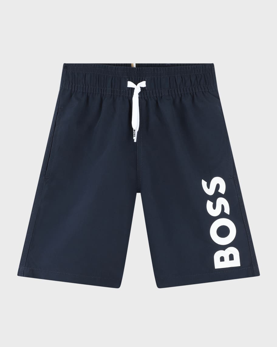 BOSS Kidswear logo-print drawstring-waist shorts - Brown
