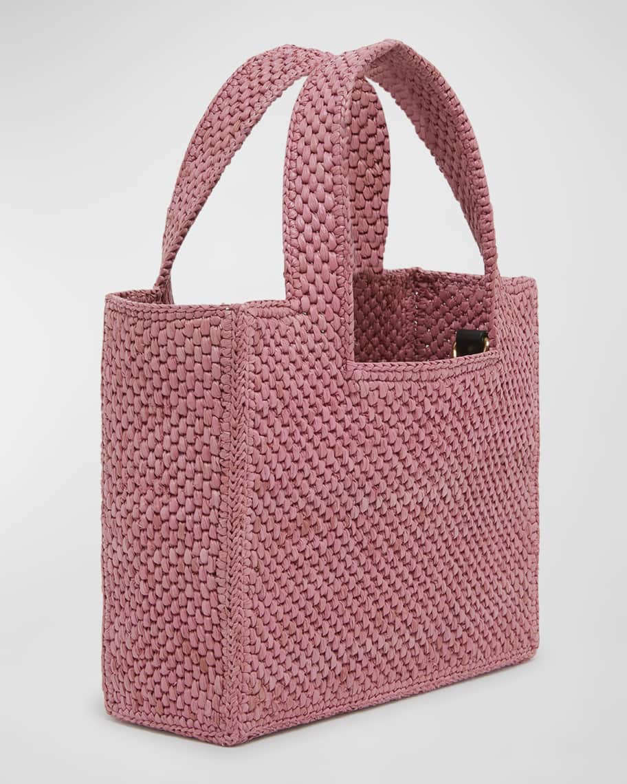 Image 3 of 5: x Paula’s Ibiza Font Logo Mini Tote Bag in Raffia