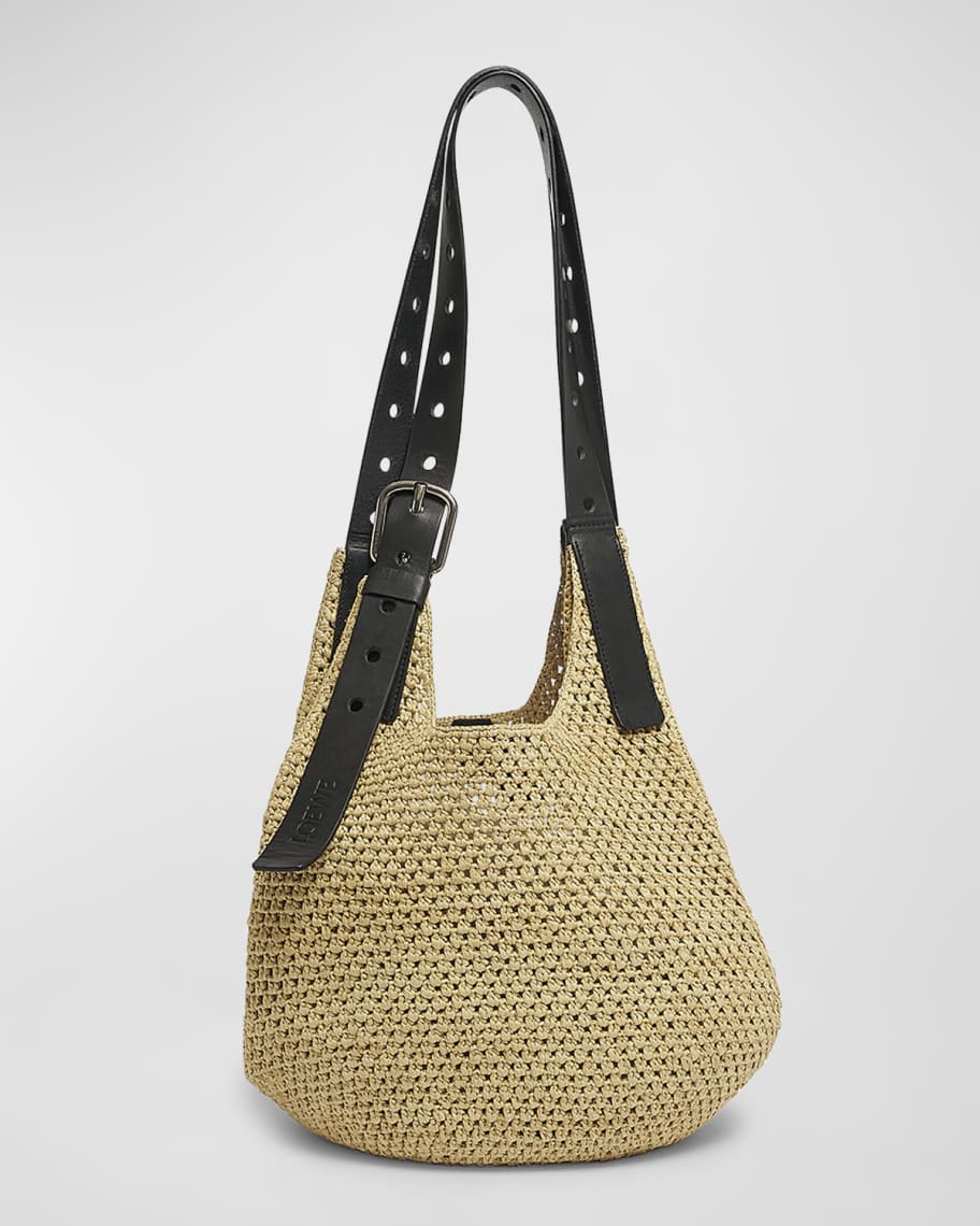 Loewe x Paula's Ibiza Punch Hole Hobo Bag in Raffia with